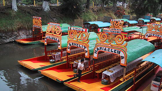 Trajineras in Xochimilco