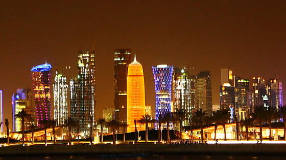 Doha, Katar: Corniche bei Nacht