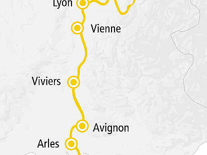 Routenkarte Rhone Rendez-Vous mit A-ROSA