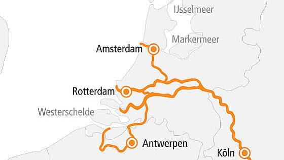 Routenkarte A-ROSA Sena: Rhein Erlebnis 2025