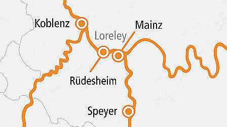 Routenkarte A-ROSA: Rhein Romantik 2025