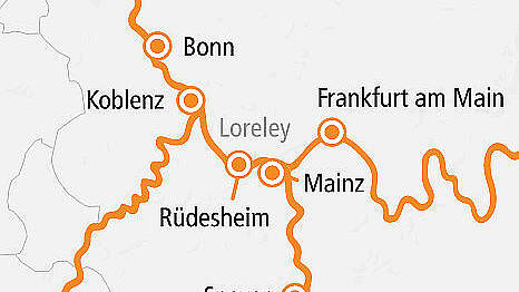 Routenkarte A-ROSA: Rhein Silvesterzauber 2025