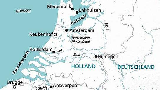 Routenkarte MS Asara: Holland- & Belgien-Kaleidoskop