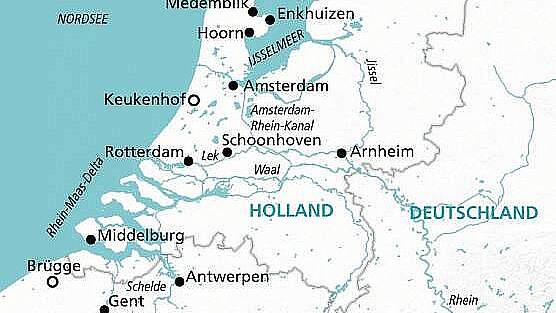Routenkarte MS Alena Rhein intensiv: Holland und Belgien