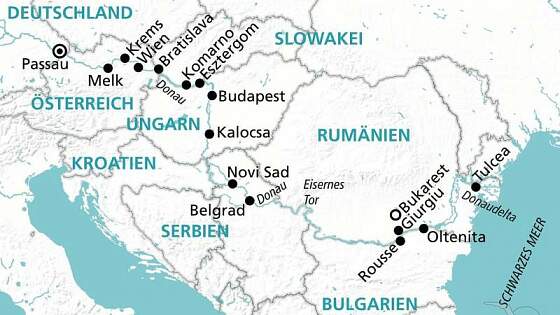 Routenkarte MS Amelia: Donau bezaubernd