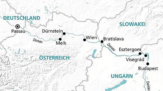 Routenkarte MS Amina: Donauerwachen