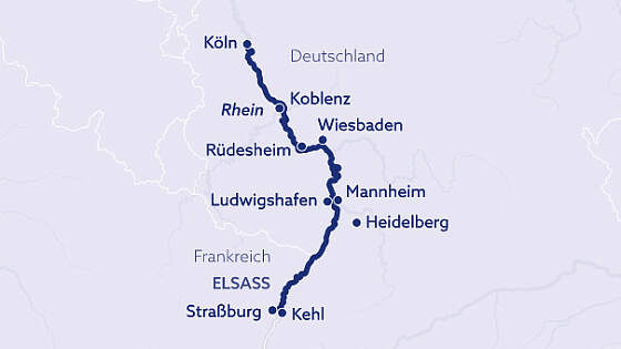 Routenkarte: Rhein Schönheit