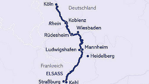Routenkarte: Rhein Schönheit