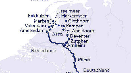 Routenkarte MS nickoSPIRIT: Welkom am IJsselmeer