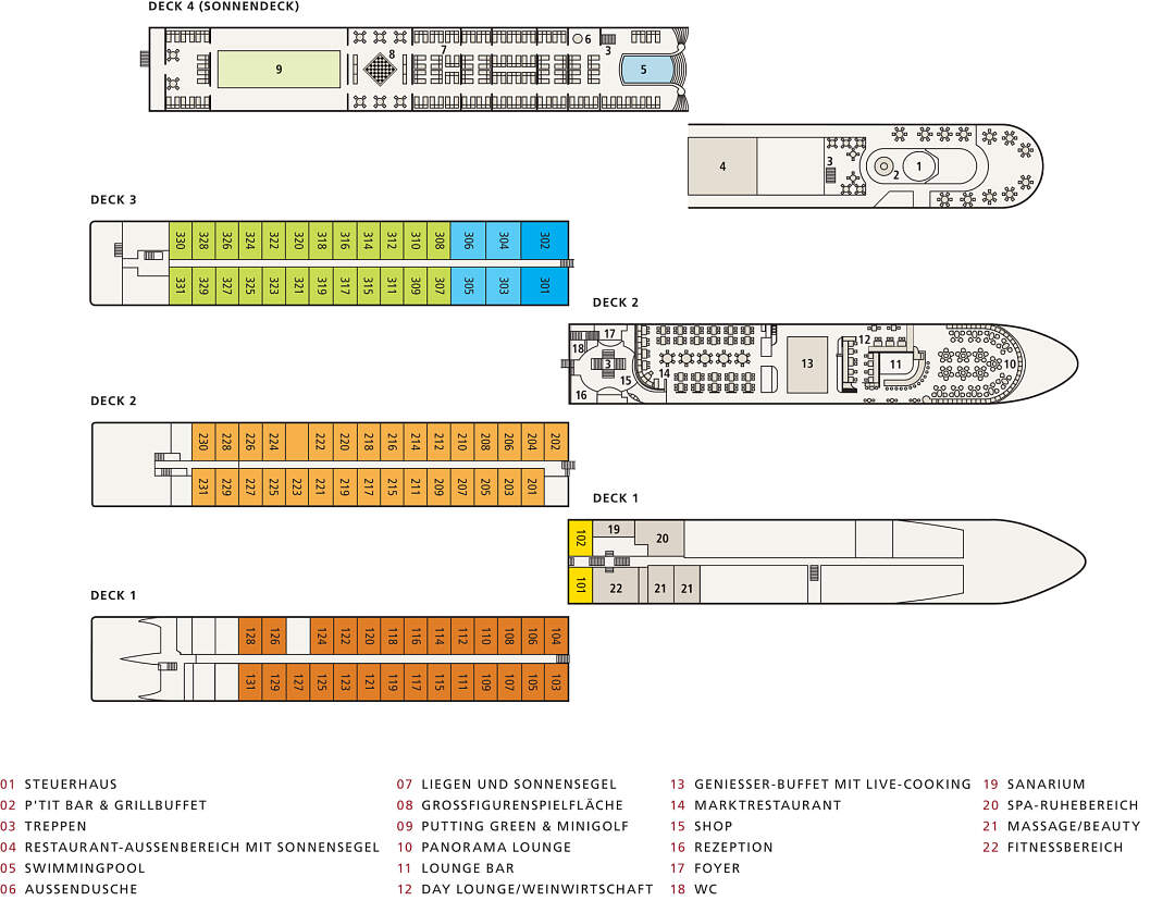 A-ROSA Silva Deckplan