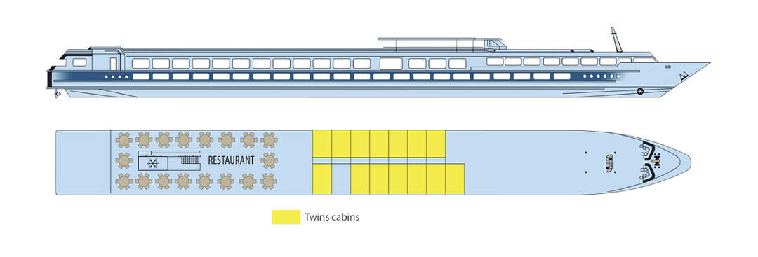 MS Elbe Princesse II: Deckplan Hauptdeck