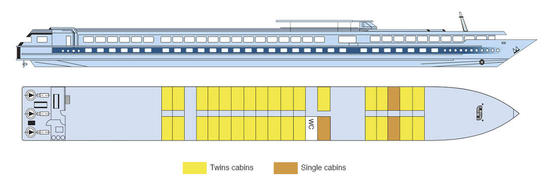 MS van Gogh / MS Renoir: Deckplan Hauptdeck