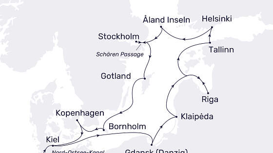 Routenkarte MS Hamburg: Faszination Ostsee