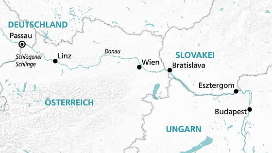 Routenkarte MS Adora: Advent entlang der Donau