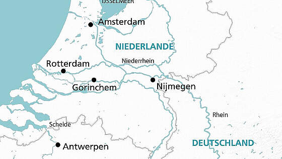 Routenkarte MS Alina: Festtage in Holland