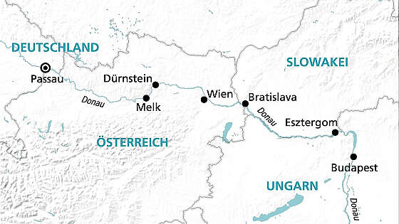 Routenkarte MS Anesha: Festtage auf der Donau