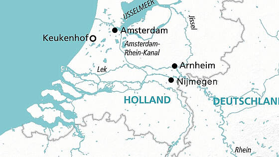 Routenkarte MS Annika: Rheinkreuzfahrt Amsterdam
