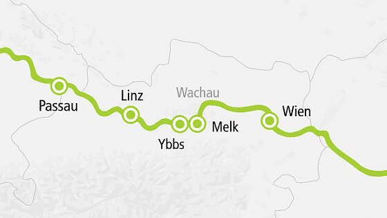 Routenkarte A-ROSA: Donau Kurzkreuzfahrt