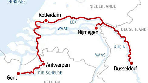 Routenkarte MS SE-Manon: Saisoneröffnung Holland & Belgien