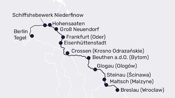Routenkarte MS Sans Souci: Kultur von Berlin bis Breslau