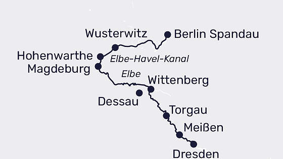 Routenkarte MS Sans Souci: Schätze entlang der Elbe