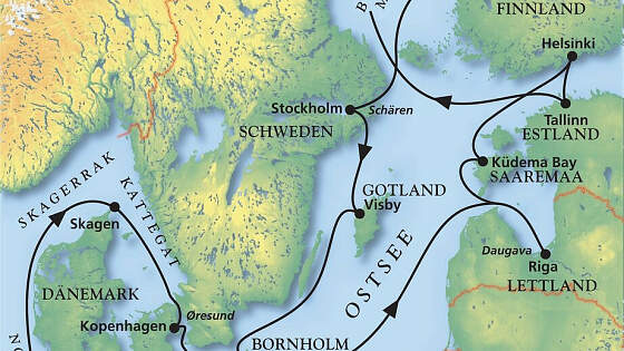 Route MS Amadea: Weiße Nächte und Ostsee intensiv