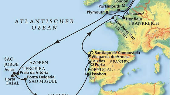 Route MS Amadea: Insel-Abenteuer im Atlantik