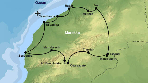 Route Rundreise: Marokkos Königsstädte entdecken