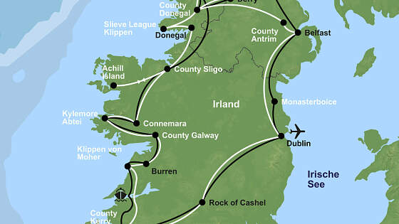 Route Irland & Nordirland Rundreise