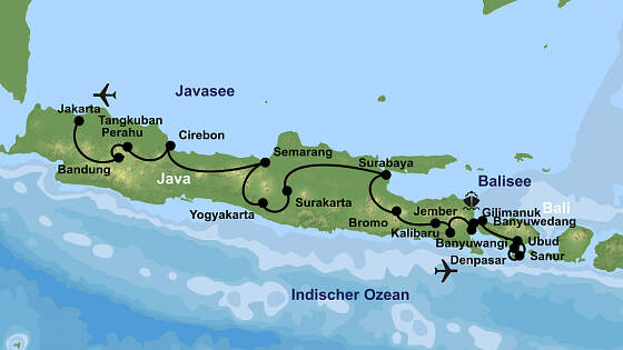 Route Indonesien Rundreise: Java & Bali