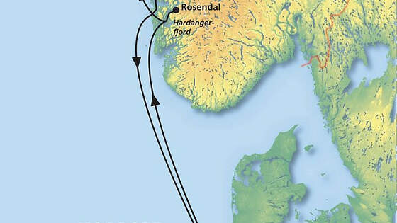 Route MS Amera: Frühsommer in Fjordnorwegen