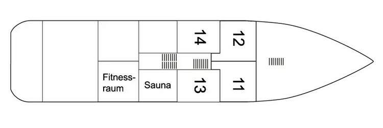 MY Lupus Mare: Deckplan Unteres Deck