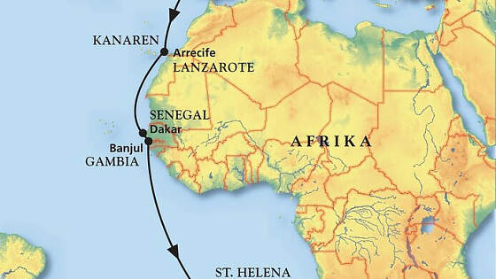 Route MS Amera: Von Hamburg zum Tafelberg