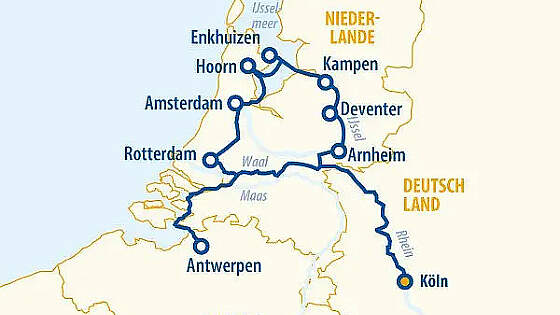 Route MS VistaNova: Holland, Belgien & IJsselmeer