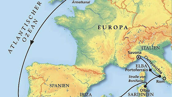 Route MS Artania Westeuropa: Kurs Mittelmeer