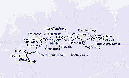 Route MS Katharina von Bora: Auf Kanälen und Seen