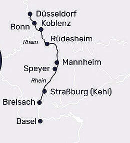 Route MS Lady Diletta Rhein Romantik bis Straßburg