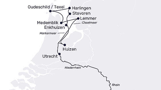 Route MS Elegant Lady: Vom IJsselmeer bis Texel