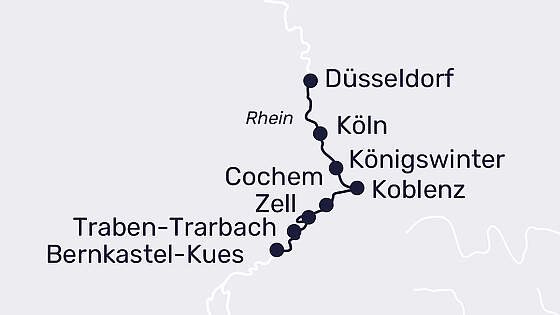 Route MS Elegant Lady: Rhein in Flammen