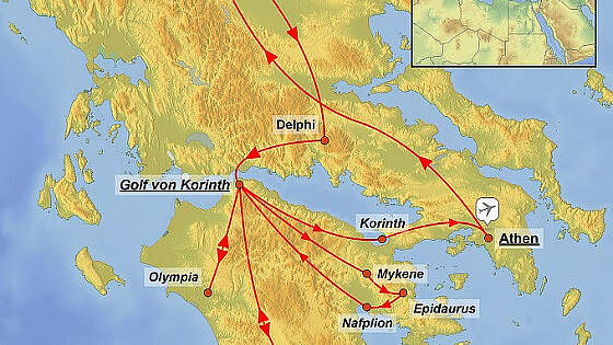 Reiseroute Griechenland Rundreise: Heimat der Antike