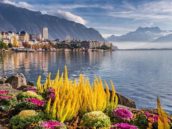 Genfer See: Blick auf Montreux, Schweiz
