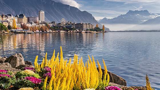 Genfer See: Blick auf Montreux, Schweiz