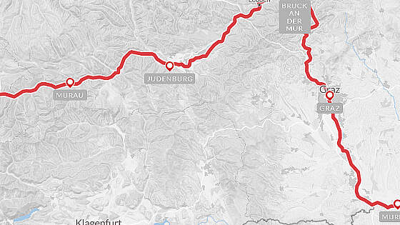 Route Radreise Mur Radweg, Österreich