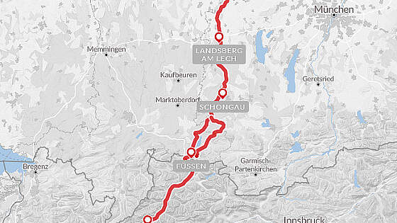 Route Radreise Lechradweg