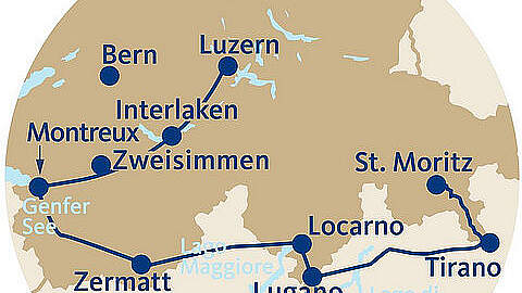 Route Große Schweiz Rundreise