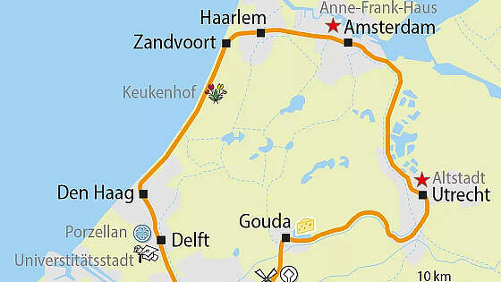 Route Radreise Hollands schönste Städte