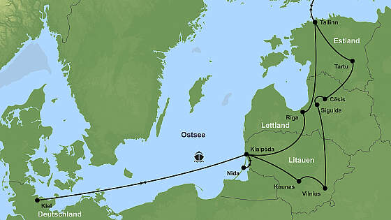 Route Baltikum Rundreise mit DFDS Seaways