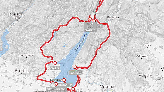 Route Radreise Rund um den Gardasee
