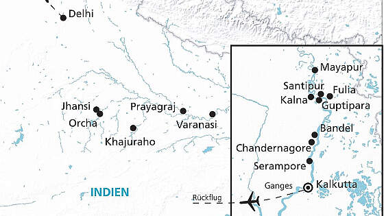 Route MS Ganges Voyager: Indien exklusiv