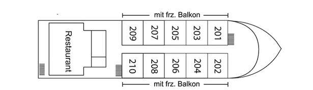 MS Ganges Voyager: Deckplan Hauptdeck